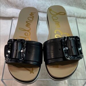 Sam Edelman Black Buckle Slide Sandals